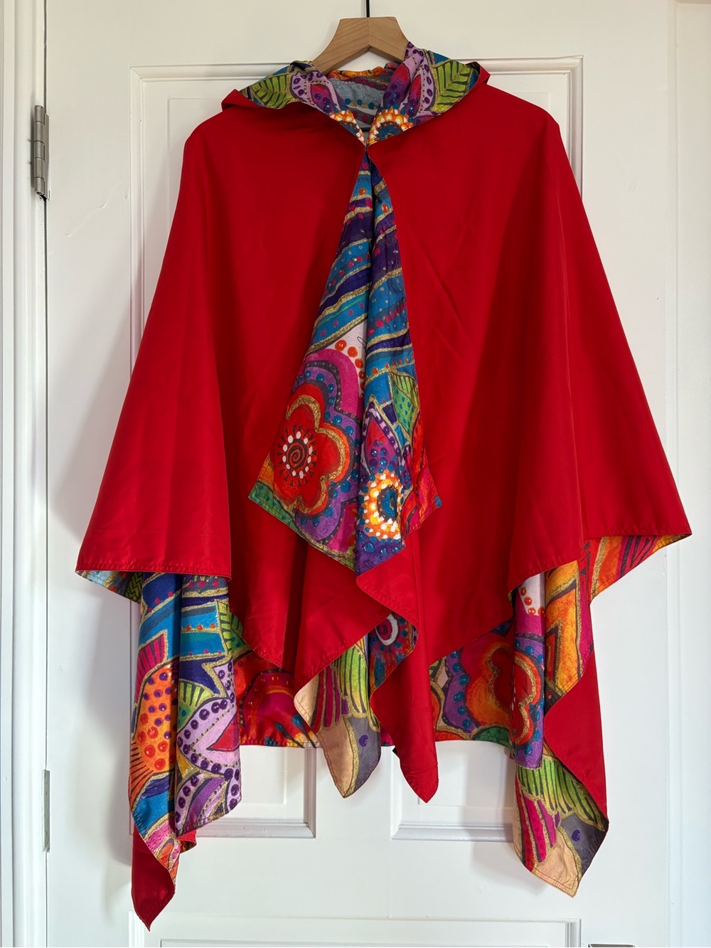 Galleria Enterprises, Inc. Red Cape with Multicolor Floral Trim
